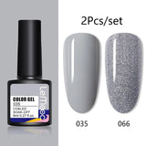 LEMOOC 8ml Glitter Gel Nail Polish Paint Varnishes Lacquers For Nail Art Design Semi Permanent Soak Off Base Top Coat For Nails