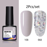 LEMOOC 8ml Glitter Gel Nail Polish Paint Varnishes Lacquers For Nail Art Design Semi Permanent Soak Off Base Top Coat For Nails