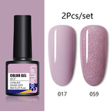 LEMOOC 8ml Glitter Gel Nail Polish Paint Varnishes Lacquers For Nail Art Design Semi Permanent Soak Off Base Top Coat For Nails