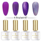 BORN PRETTY 4PCS Gel Nail Polish Set  Nail Color Soak Off UV Gel Glitter Varnish Base No Wipe Top Coat Nail Prep-Primer