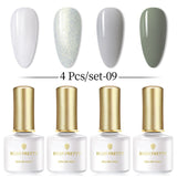 BORN PRETTY 4PCS Gel Nail Polish Set  Nail Color Soak Off UV Gel Glitter Varnish Base No Wipe Top Coat Nail Prep-Primer