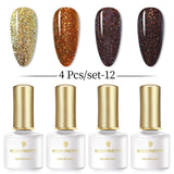 BORN PRETTY 4PCS Gel Nail Polish Set  Nail Color Soak Off UV Gel Glitter Varnish Base No Wipe Top Coat Nail Prep-Primer