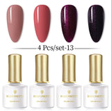 BORN PRETTY 4PCS Gel Nail Polish Set  Nail Color Soak Off UV Gel Glitter Varnish Base No Wipe Top Coat Nail Prep-Primer