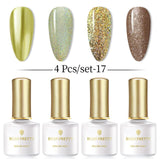 BORN PRETTY 4PCS Gel Nail Polish Set  Nail Color Soak Off UV Gel Glitter Varnish Base No Wipe Top Coat Nail Prep-Primer