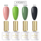 BORN PRETTY 4PCS Gel Nail Polish Set  Nail Color Soak Off UV Gel Glitter Varnish Base No Wipe Top Coat Nail Prep-Primer