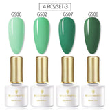 BORN PRETTY 4PCS Gel Nail Polish Set  Nail Color Soak Off UV Gel Glitter Varnish Base No Wipe Top Coat Nail Prep-Primer