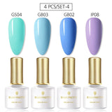 BORN PRETTY 4PCS Gel Nail Polish Set  Nail Color Soak Off UV Gel Glitter Varnish Base No Wipe Top Coat Nail Prep-Primer