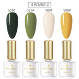 BORN PRETTY 4PCS Gel Nail Polish Set  Nail Color Soak Off UV Gel Glitter Varnish Base No Wipe Top Coat Nail Prep-Primer