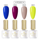 BORN PRETTY 4PCS Gel Nail Polish Set  Nail Color Soak Off UV Gel Glitter Varnish Base No Wipe Top Coat Nail Prep-Primer