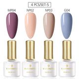 BORN PRETTY 4PCS Gel Nail Polish Set  Nail Color Soak Off UV Gel Glitter Varnish Base No Wipe Top Coat Nail Prep-Primer