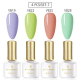 BORN PRETTY 4PCS Gel Nail Polish Set  Nail Color Soak Off UV Gel Glitter Varnish Base No Wipe Top Coat Nail Prep-Primer