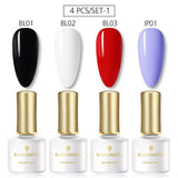 BORN PRETTY 4PCS Gel Nail Polish Set  Nail Color Soak Off UV Gel Glitter Varnish Base No Wipe Top Coat Nail Prep-Primer