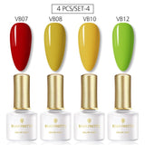 BORN PRETTY 4PCS Gel Nail Polish Set  Nail Color Soak Off UV Gel Glitter Varnish Base No Wipe Top Coat Nail Prep-Primer