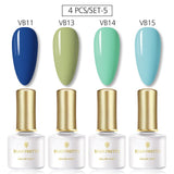 BORN PRETTY 4PCS Gel Nail Polish Set  Nail Color Soak Off UV Gel Glitter Varnish Base No Wipe Top Coat Nail Prep-Primer