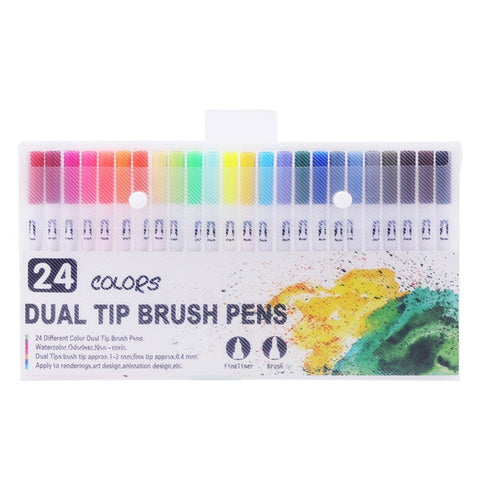 12/18/24/36/48/72/100PCS Colors Fine Liner Drawing Painting Art Marker Pens Dual Tip Brush Pen School Supplies Stationery