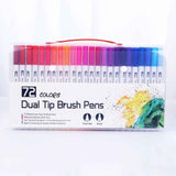 12/18/24/36/48/72/100PCS Colors Fine Liner Drawing Painting Art Marker Pens Dual Tip Brush Pen School Supplies Stationery